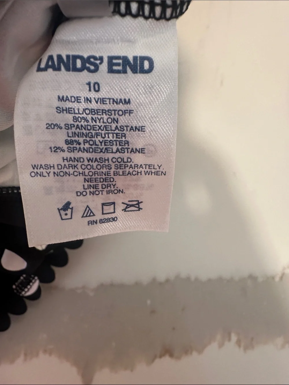 Lands End Black & White Polka Dot Tankini Top with Soft Cups